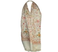 Etole écharpe chale femme - motifs Broderie - Ecru