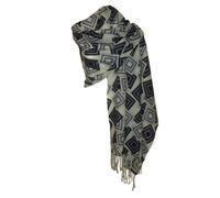 Etole écharpe Foulard Grand Format Femme en Pure Laine Fine Ecru Blanc Noir