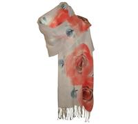 Etole écharpe Foulard Grand Format Femme en Pure Laine Fine Rouge Gris Blanc