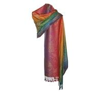 Etole écharpe Pashmina et Soie - Motifs Arabesque Cachemire Arc en Ciel Multicolore