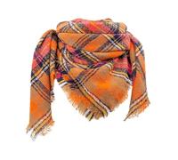 Etole Femme Echarpe 18 Ans Anniversaire Fille Écharpe carrée à carreaux New Thorn pour femme Écharpe triangulaire à carreaux pour femme Etole Doree Echarpe Pashmina Bandeau En Soie (Orange, A)