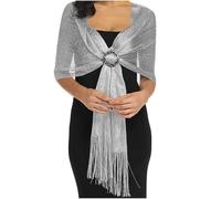 Étole - Robe de soirée festive en fourrure - Pour femme - Couleur unie - Pour robes de mariée, robes de soirée, vêtements de tous les jours, taille unique, argenté, taille unique