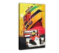 ETOMEY Ayrton Senna Legend F1 - Impression artistique sur toile - Décoration de chambre à coucher - Paysage sportif - Décoration de bureau - Style cadeau - 50 x 75 cm