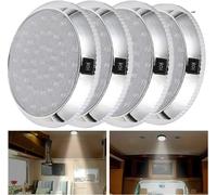 Etomvoop 4Pcs 12V 46 LED Éclairage de plafond dôme pour caravane, éclairage intérieur de camping-car avec interrupteur marche/arrêt, éclairage d’intérieur pour camping-car, camping-car, véhicule