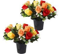 Etomvoop Lot de 12 Plantes Artificielles Roses en Pot pour Funérailles - Décoration de Noël
