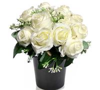 Etomvoop Lot de 12 Roses artificielles en Pot,comme Une Vraie Fleur Artificielle, pour funérailles Décoration