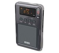 Eton - Elite Mini Radio compacte AM/FM/Ondes Courtes, antenne AM Interne et antenne FM/SW télescopique, Horloge et Alarme, minuterie de Sommeil, étui en Cuir personnalisé Inclus, Engagement de