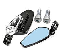 ETOPARS 1 Paire 22mm Rétroviseurs de Moto 7/8" Rétroviseur de Guidon d'extrémité Moto Aluminium Verre Bleu Rétroviseurs Latéraux 360 Degrés Réglable Scooter Bicyclette Argent
