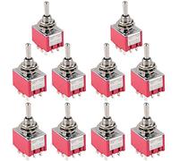 ETOPARS 10 Pièces Mini Interrupteur à Bascule on-on 6A 125V / 3A 250V 9 Broches 2 Positions 3PDT Miniature Interrupteur Voiture Borne Soudure