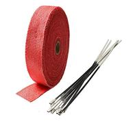 ETOPARS 2.5CM X 5M Rouge Bande Thermique Echappement Ruban Protection Bande Isolant Moto Tuyeau Collecteur d'échappement avec 6 Attaches Câble