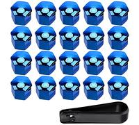ETOPARS 20 Pièces 19mm Capuchon d'écrou de Roue de Voiture Cache-écrous Bouchon d'Écrou de Roue Couvre avec Ensemble Outil de Suppression Bleu