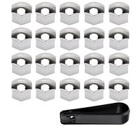 ETOPARS 20 Pièces 19mm Capuchon d'écrou de Roue de Voiture Cache-écrous Bouchon d'Écrou de Roue Couvre avec Ensemble Outil de Suppression Argent