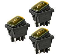 ETOPARS 3 Pièces 12V 20A Interrupteur à Bascule Rond de Voiture Jaune LED Lumière Bouton de Commutateur Momentané ON OFF ON 6 Broches DPDT Étanche Auto Bateau
