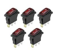 ETOPARS 5 Pièces 12V 20A Interrupteur à Bascule Rond de Voiture Rouge LED Lumière Indicateur Rond Bouton de Commutateur ON OFF 3 Broches 24V Étanche Auto Bateau