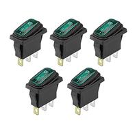 ETOPARS 5 Pièces 12V 20A Interrupteur à Bascule Rond de Voiture Vert LED Lumière Indicateur Rond Bouton de Commutateur ON OFF 3 Broches 24V Étanche Auto Bateau
