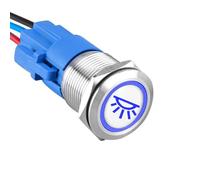 ETOPARS Acier Inoxydable 19mm Interrupteur à Bouton Poussoir 12V 5A Interrupteur à Bascule de Voiture Etanche Métal Commutateur avec Prise de Fil Bleu Lumière Intérieur