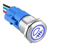 ETOPARS Acier Inoxydable 19mm Interrupteur à Bouton Poussoir 12V 5A Interrupteur à Bascule de Voiture Etanche Métal Commutateur avec Prise de Fil Bleu Lumière Brouillard Arrière