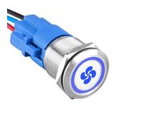 ETOPARS Acier Inoxydable 19mm Interrupteur à Bouton Poussoir Etanche 12V 5A Interrupteur à Bascule de Voiture Métal Commutateur 5 Broches avec Prise Fil Bleu Lumière Ventilateur