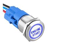 ETOPARS Acier Inoxydable 19mm Momentané Interrupteur à Bouton Engine Start | Poussoir 12V 5A Interrupteur à Bascule Voiture Métal Commutateur démarrage avec Prise de Fil Bleu Lumière