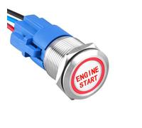ETOPARS Acier Inoxydable 19mm Momentané Interrupteur à Bouton Poussoir 12V 5A Interrupteur à Bascule Voiture Métal Commutateur démarrage avec Prise de Fil Rouge Lumière Engine Start