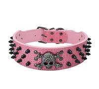 ETOPARS Collier pour Chien Crâne Rivet, Grand Collier pour Chien Moyen et Petit, TêTe de Mort RéGlable avec Rivets à Pointes Collier pour Chien en Similicuir Crocodile