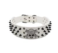 ETOPARS Collier pour Chien Crâne Rivet, Grand Collieres pour Chien Moyen et Petit, Tête de Mort Réglable avec Rivets à Pointes Collier pour Chiens en Similicuir Crocodile