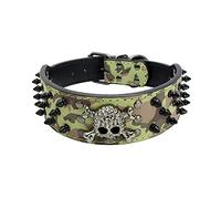 ETOPARS Collier pour Chien Crâne Rivet, Grand Collieres pour Chien Moyen et Petit, Tête de Mort Réglable avec Rivets à Pointes Collier pour Chiens en Similicuir Crocodile