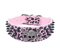 ETOPARS Collier pour Chien Crâne Rivet, Grand Collieres pour Chien Moyen et Petit, Tête de Mort Réglable avec Rivets à Pointes Collier pour Chiens en Similicuir Crocodile