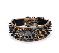 ETOPARS Collier pour Chien Crâne Rivet, Grand Collier pour Chien Moyen et Petit, TêTe de Mort RéGlable avec Rivets à Pointes Collier pour Chien en Similicuir Crocodile