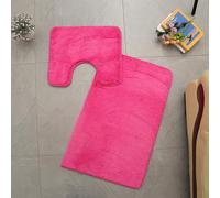 ETOPARS Lot de 2 Tapis de Salle de Bain, Solide Doux Absorbant Antidérapant Tapis de Bain Lavable Tapis de Douche et Contour WC (Rose)
