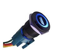 ETOPARS Noir Coque 12V Bouton Poussoir Démarrage Voiture Interrupteur | 19mm Bleu Lumière Interrupteur Momentané Allumage Intérieure Engine Start Prise de Fil