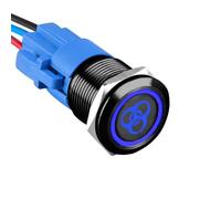 ETOPARS Noir Coque 19mm Interrupteur à Bouton Poussoir Etanche 12V 5A Interrupteur à Bascule de Voiture Métal Commutateur 5 Broches avec Prise Fil Bleu Lumière Zombie