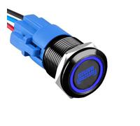 ETOPARS Noir Coque 19mm Interrupteur à Bouton Poussoir Etanche 12V 5A Interrupteur à Bascule de Voiture Métal Commutateur 5 Broches avec Prise Fil Bleu Lumière Bar