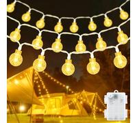 Etopgo Guirlande lumineuse d'extérieur - 6 m - 40 LED - Boule de cristal - Avec minuterie de 6 h - Étanche IP65 - Pour Noël, chambre à coucher, mariage, anniversaire - Décoration intérieure et