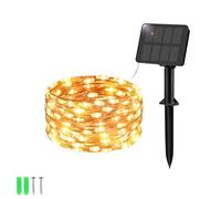 Etopgo Guirlande Lumineuse Solaire Extérieure 5M 50 LED Guirlande Lumineuse Extérieure Solaire 8 Modes IP65 Étanche pour Décorations de Jardin Blanc Chaud [1 Pièces]