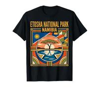 Etosha National Park Namibie Drapeau Acacia Safari Art Rétro T-Shirt