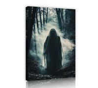 Étrange fantôme forêt toile art mural photos œuvres d’art impressions affiche effrayante peinture gothique décor mural pour salon Halloween décor 50x75cm Cadre intérieur