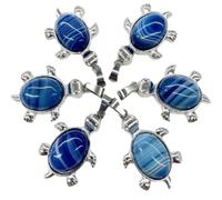 Étrange pierre naturelle cristal pierre précieuse obsidienne blanc turquoise tortue pendentif rétro mignon unisexe printemps et automne usage quotidien - aléatoire, rayures bleues, taille unique