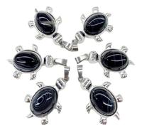 Étrange pierre naturelle cristal pierre précieuse obsidienne blanc turquoise tortue pendentif rétro mignon unisexe printemps et automne usage quotidien - aléatoire, Rayures noires, Taille unique