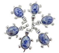 Étrange pierre naturelle cristal pierre précieuse obsidienne blanc turquoise tortue pendentif rétro mignon unisexe printemps et automne usage quotidien - aléatoire, points bleus, taille unique