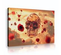 Étrange Rose Crâne Toile Art Mural Surréaliste Nuage Moderne Images Sombres Œuvres d’art Impressions Gothique Murale Mystérieuse Affiche Peinture Décor d’intérieur 50x75cm Cadre intérieur