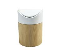 ETRAVEL Mini poubelle avec couvercle, pour sachets de thé, de bureau, poubelle de recyclage en bambou mignonne pour une utilisation sur table, poubelle en acier inoxydable de 1,5 l (couvercle blanc)