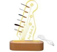 ETRAVEL Support de médiator lumineux en acrylique en forme de tête de guitare électrique avec base en bois pour le rangement et l'affichage des médiators, cadeau pour les guitaristes et guitaristes,