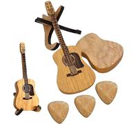 ETRAVEL Support de médiator lumineux en acrylique en forme de tête de guitare électrique avec base en bois pour le rangement et l'affichage des médiators, cadeau pour les guitaristes et guitaristes,