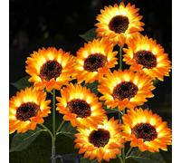 Etre Jeune Garden Lights Solar à énergie, 3 Pack Solar Outdoor Lights avec 9 plus gros tournesols imperméables Fleurs solaires réalistes Lumières pour la passerelle Paysage Paysage de pays Dorations