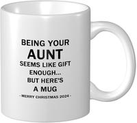Être ta tante, c'est déjà un beau cadeau ! Mug à café original en céramique imprimée recto verso, 325 ml (11 oz), idéal pour un anniversaire. Cadeau parfait pour maman, papa, un ami, une épouse ou un