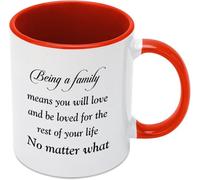 Être une famille, c'est aimer et être aimé pour le restant de ses jours, quoi qu'il arrive. Mug en céramique imprimé recto verso, 325 ml (11 oz), cadeau original pour maman, papa, un ami, une épouse o