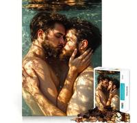 Étreinte sous-Marine︰ Puzzle de 1000 pièces représentant Un Couple Gay Amoureux,Jeu de Concentration sans Espace,Design ajusté,défi cérébral interactif pour la Maison (50x75cm)