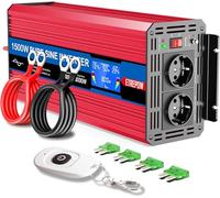 ETREPOW 1500w Convertisseur Pur Sinus 12v 220v Onduleur Transformateur | 2 Prise EU de Courant Alternatif,1 Port USB,télécommande sans Fil et écran LCD, pour Voiture, Camping, Voyage