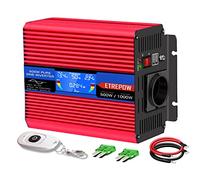 ETREPOW Convertisseur 12V 220V 500W Pur Sinus Onduleur Télécommande | Prise EU, 2 Ports USB, Écran LCD - Alimentation Stable pour Appareils Sensibles - Idéal pour Voiture, Camping, Voyage